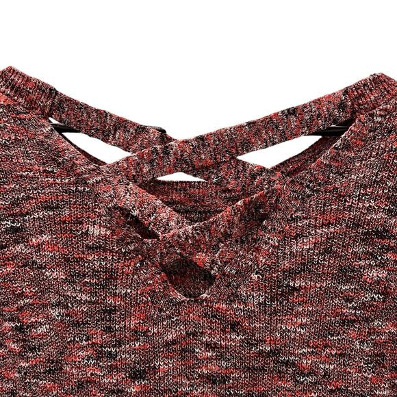 Express Marled Knit Sweater Tunic 3/4 Sleeve Crisscross Back Medium Oversized - Picture 6 of 7